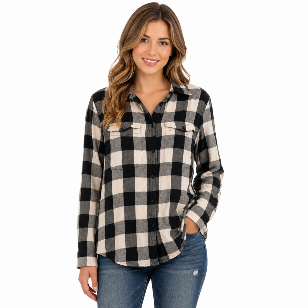 Denim & Supply Ralph Lauren RL Surplus Black Buffalo Plaid Flannel Shirt Top M